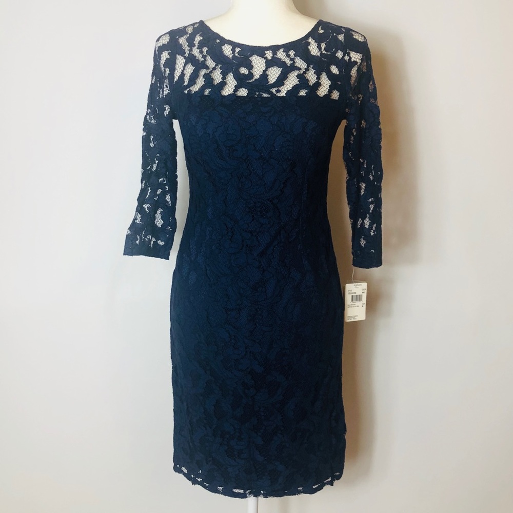 NWT Aiden Mattox Navy Lace Dress, size 4